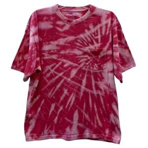 West Marine Red Spiral Acid Tie Dye Short Sleeve Pocket Tee T-Shirt Mens Large